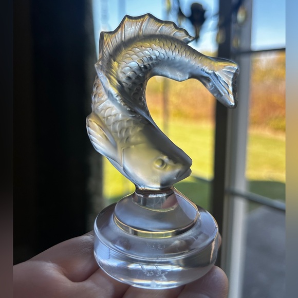 Vintage Lalique Glass Goujon - Jumping Koi Fish - Paperweight - Picture 5 of 15